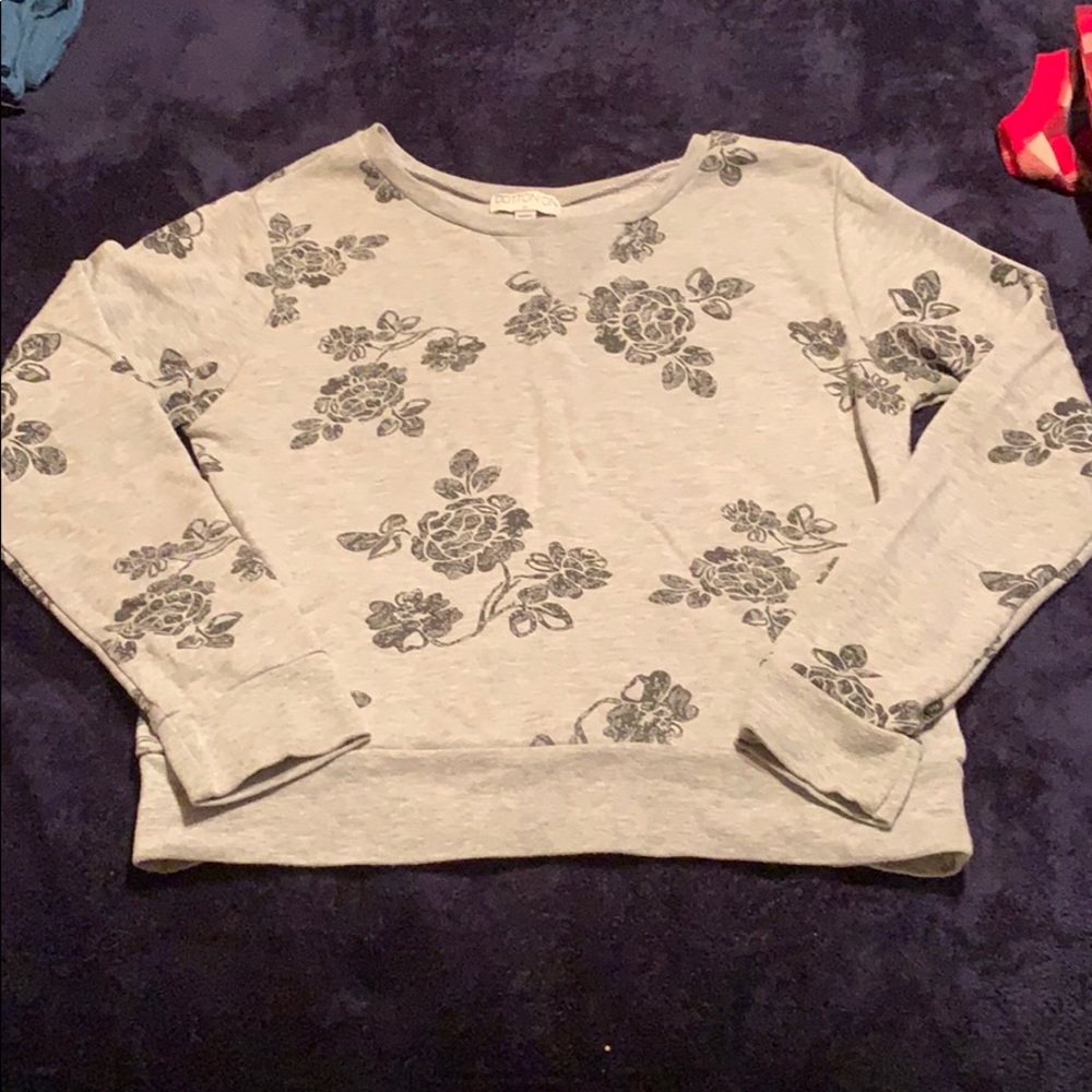 Gray long sleeve black floral shirt